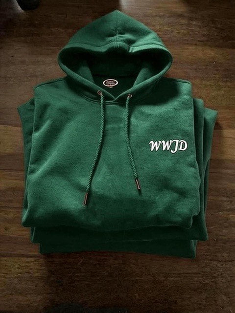 Dark Green WWJD Hoodie - Romans 8:18